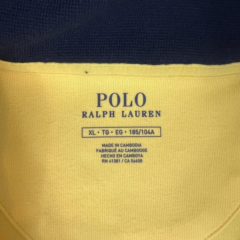 Polo Ralph Lauren Sweatshirt Mens XL Yellow Snap Mock Neck Pullover Pony Logo - Picture 3 of 8